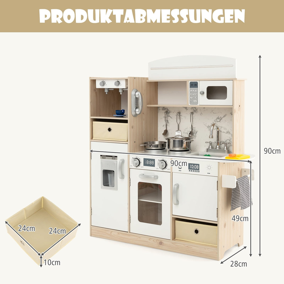 Trälekkök med LED-lampor och förvaring
