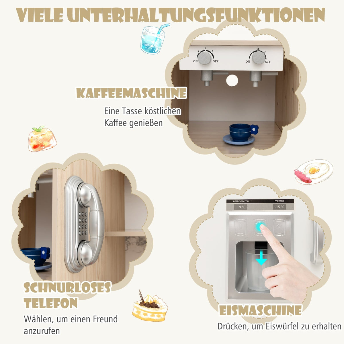 Trälekkök med LED-lampor och förvaring