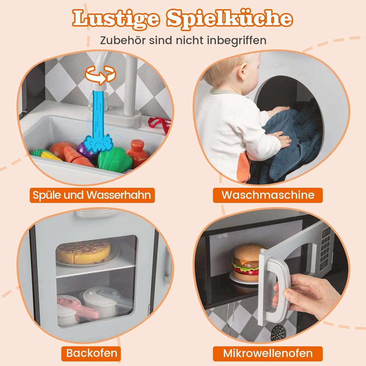 Trälekkök med ismaskin och ugn