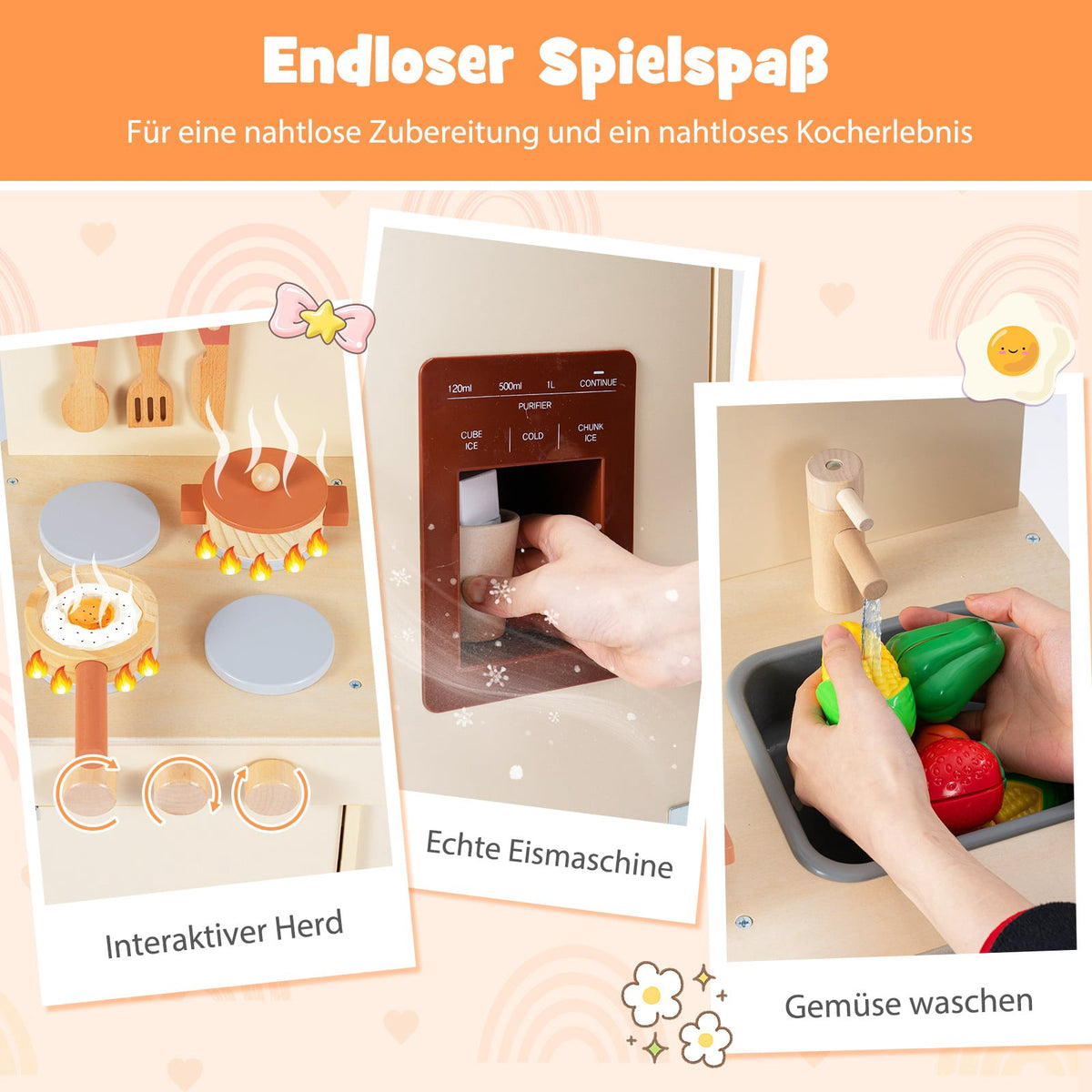 Träleksakskök med förvaring och tillbehör
