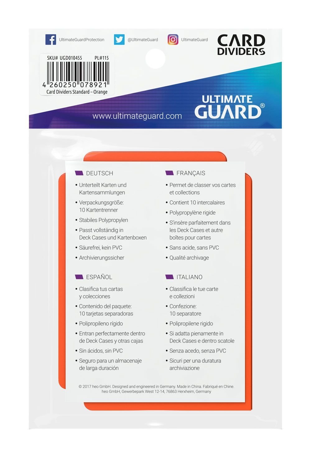 Ultimate Guard Card Dividers Standardstorlek Orange (10)