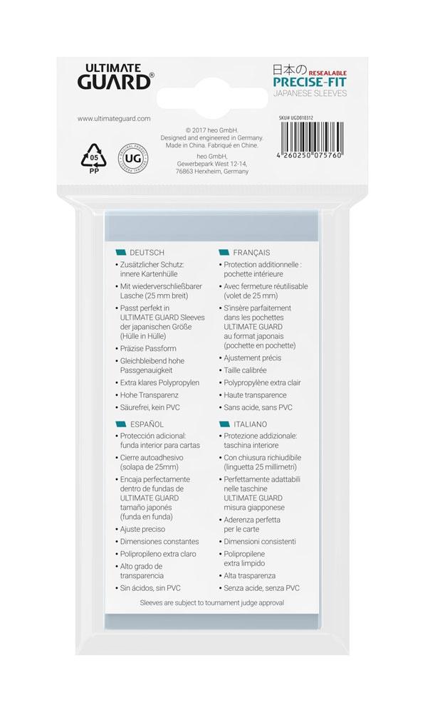 Ultimate Guard Precise-Fit ärmar Återförslutningsbara japansk storlek Transparent (100)