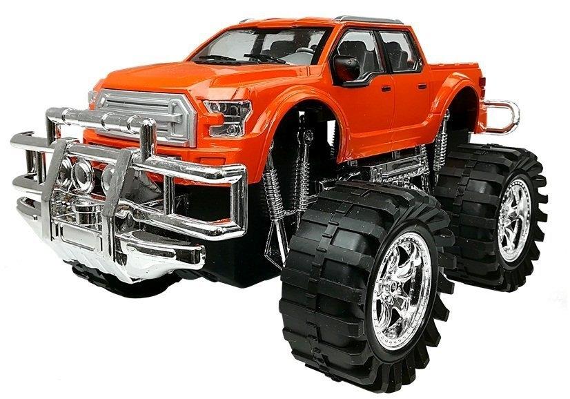 Ultimativt terrengsett: Orange Monster Truck &amp; Red BMW Caravan