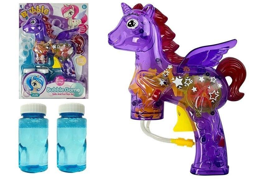 Unicorn Soap Bubble Gun - lilla, lyseffekter, ikke-giftig moro