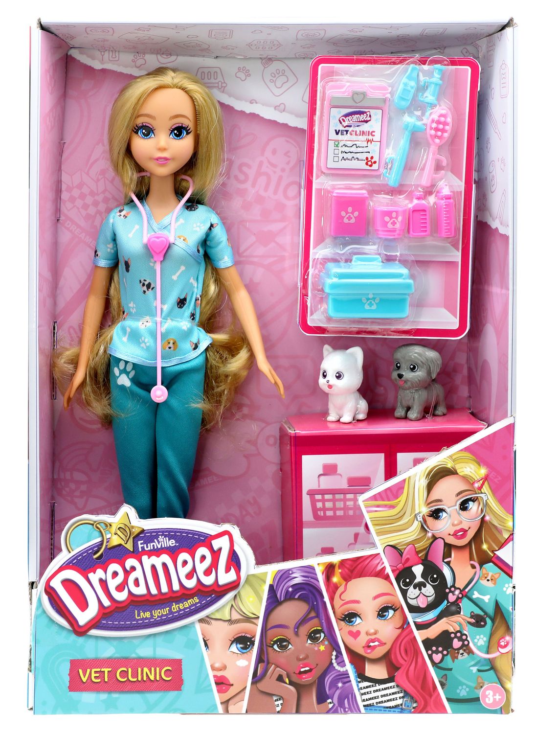 Veterinärdockelekset med husdjur och läkartillbehör