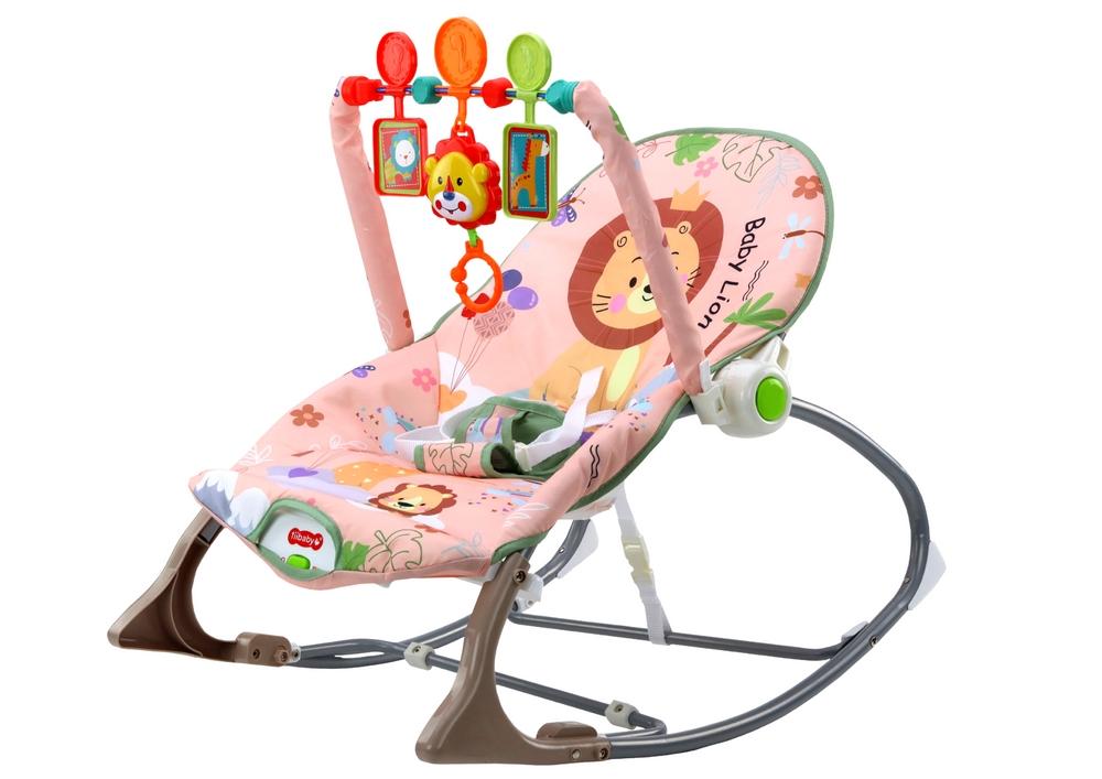 Vibrerande babyrocker med ljud och rosa lejondesign