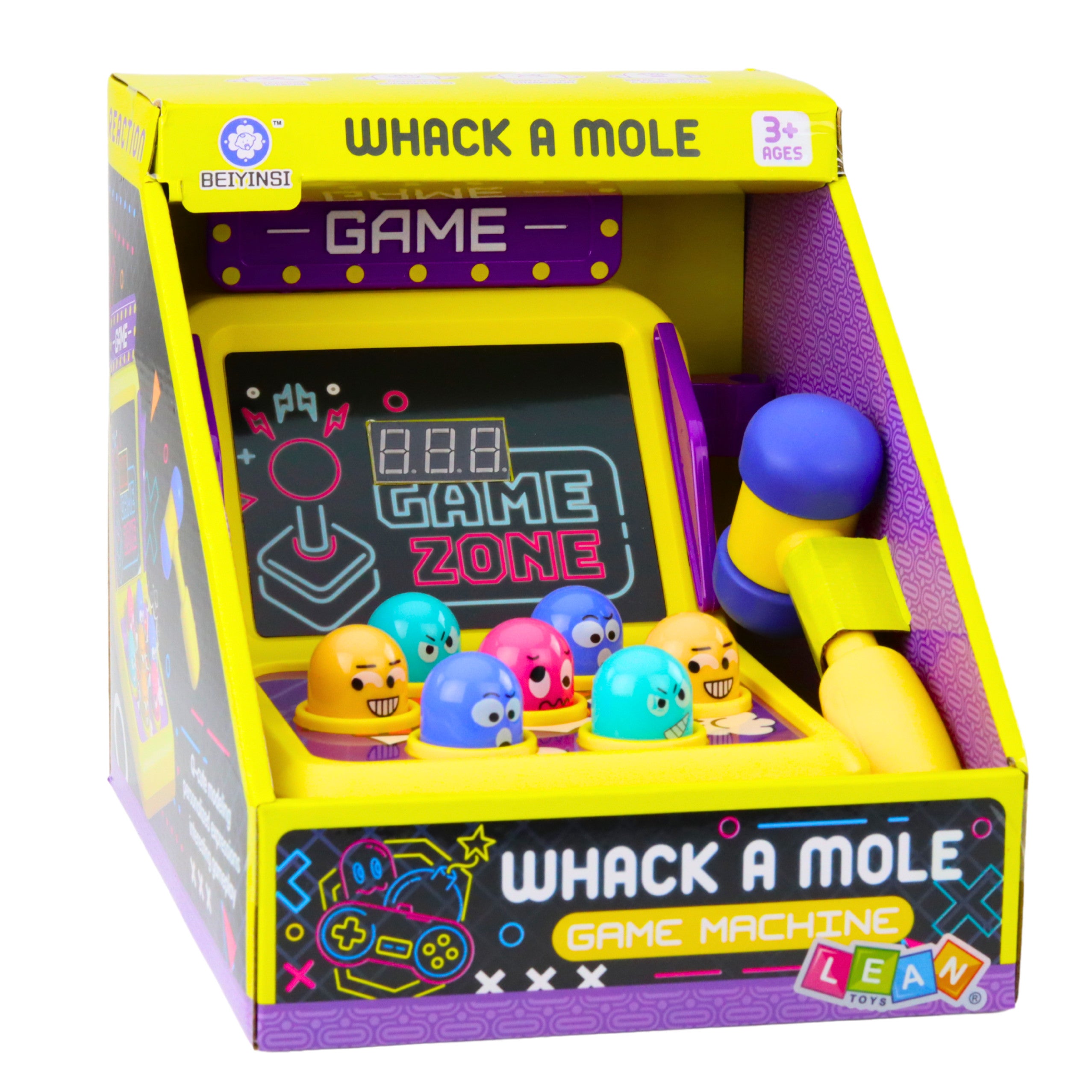 Whack A Mole Game med hammare, ljus, ljud
