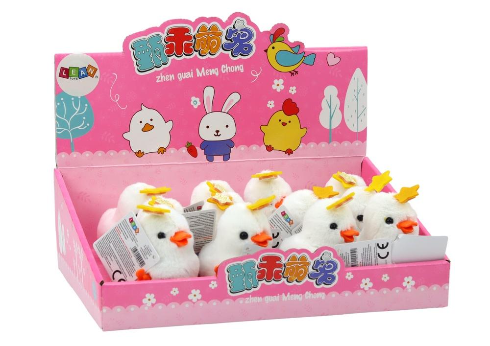 Wind Up White Fluffy Chicken with Gold Star - Jumping Fun!